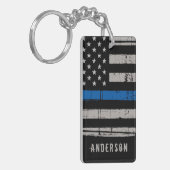 Personalisiert-Thin-Blue-Line-Polizei Schlüsselanhänger (Vorderseite links)