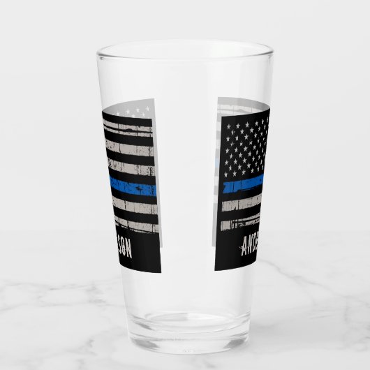 Personalisiert Thin Blue Line Polizeibeamter Beer Glas (Links)