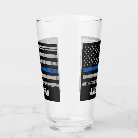 Personalisiert Thin Blue Line Polizeibeamter Beer Glas (Rechts)