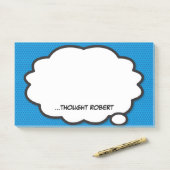 Personalisiert Think Bubble Fun Blue Comic Book Post-it Klebezettel (Auf Schreibtisch)