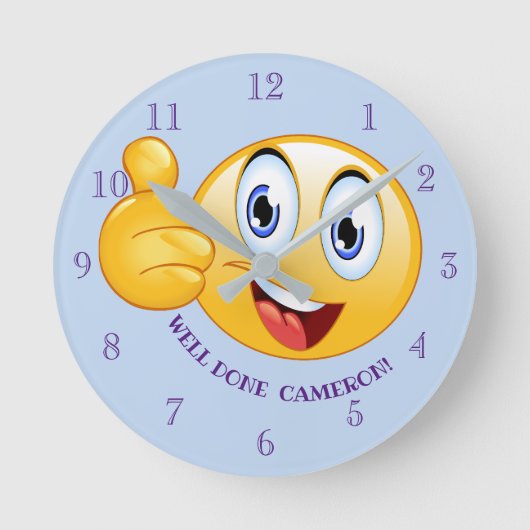 Personalisiert Thumbs Up gut gemachte Emoji Runde Wanduhr (Vorderseite)
