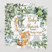 Personalisiert Tiger Jungle Safari Babydusche Einladung (Vorne/Hinten)