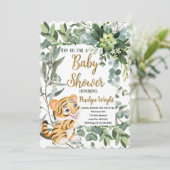Personalisiert Tiger Jungle Safari Babydusche Einladung (Stehend Vorderseite)