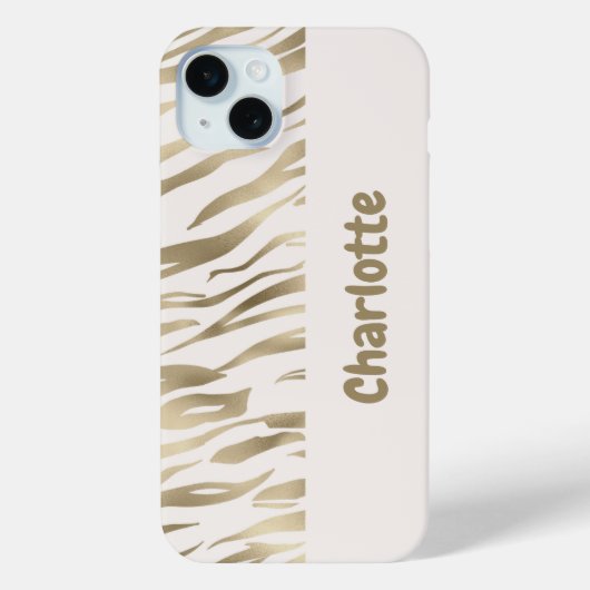 Personalisiert Tiger Print Gold iPhone Case (Rückseite)