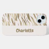 Personalisiert Tiger Print Gold iPhone Case (Rückseite (Horizontal))