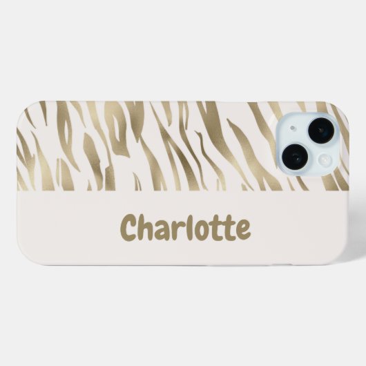 Personalisiert Tiger Print Gold iPhone Case (Rückseite (Horizontal))