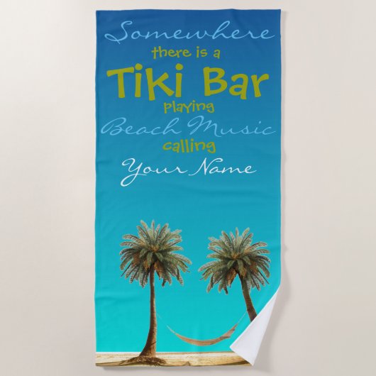 Personalisiert Tiki Bar Plush Extra groß Strandtuch (Vorderseite)