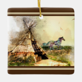 Personalisiert Tipi und Pony Tepee Weihnachten Keramikornament