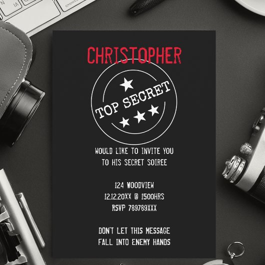 PERSONALISIERT TOP SECRET PARTY EINLADUNG