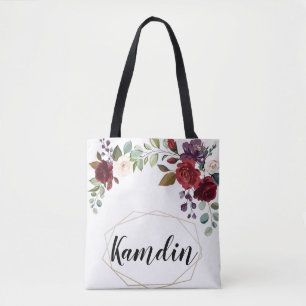Personalisiert Totbeutel Weiße Rosen Gold Geome Tasche