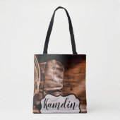 Personalisiert Tote Bag Cowboy Boots Barn Wood Rus Tasche (Vorderseite)