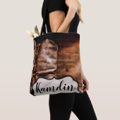 Personalisiert Tote Bag Cowboy Boots Barn Wood Rus Tasche (Von Nahem)