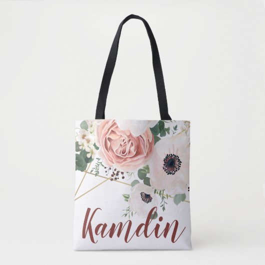 Personalisiert Tote Bag Geometric Garden Rose Anem Tasche (Vorderseite)