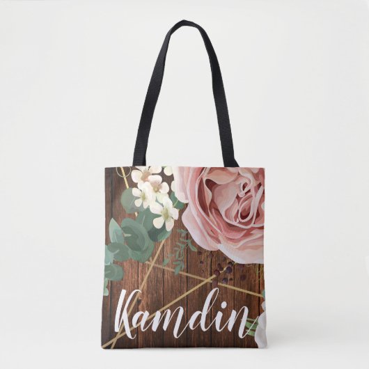 Personalisiert Tote Bag Geometric Garden Rose Stal Tasche (Vorderseite)