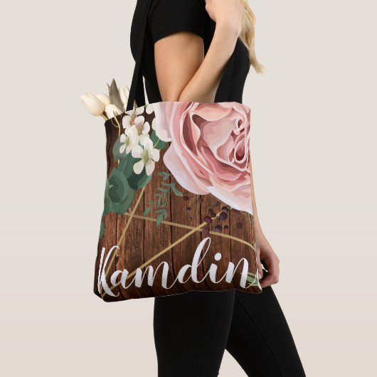 Personalisiert Tote Bag Geometric Garden Rose Stal Tasche (Von Nahem)