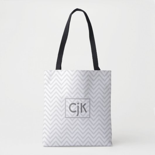 Personalisiert Tote Bag - Light Gray Zigzag Tasche (Vorderseite)