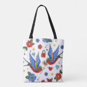 Personalisiert Tote Bag Traditioneller Bird Tattoo Tasche (Rückseite)