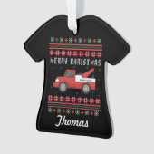 Personalisiert Tow Truck Ugly Christmas Sweater Ornament (Vorderseite)