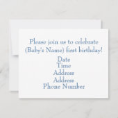 Personalisiert Toy Sailboat Baby Boy Geburtstag Ei Einladung (Rückseite)