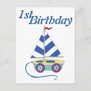 Personalisiert Toy Sailboat Baby Boy Geburtstag Ei Einladung