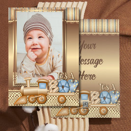 Personalisiert treffen Sie unsere neue Baby-Ankünd Feiertagskarte