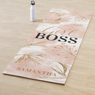 Personalisiert Trendy Girly Pink & Gold "Girl Boss Yogamatte