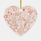 Personalisiert trendy Heart Shaped Nurse Doodle Keramik Ornament (Vorne)