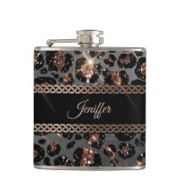 Personalisiert Trendy Leopard Black Gold Glitzer