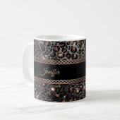 Personalisiert Trendy Leopard Black Gold Glitzer   Kaffeetasse (Vorderseite Links)
