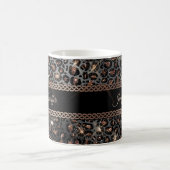 Personalisiert Trendy Leopard Black Gold Glitzer   Kaffeetasse (Mittel)