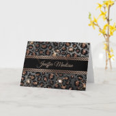 Personalisiert Trendy Leopard Black Gold Glitzer Karte (Gelbe Blume)