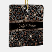 Personalisiert Trendy Leopard Black Gold Glitzer Keramikornament (Rechts)