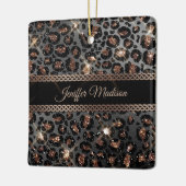 Personalisiert Trendy Leopard Black Gold Glitzer Keramikornament (Links)