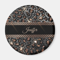 Personalisiert Trendy Leopard Black Gold Glitzer
