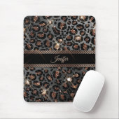 Personalisiert Trendy Leopard Black Gold Glitzer Mousepad (Mit Mouse)