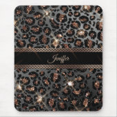Personalisiert Trendy Leopard Black Gold Glitzer Mousepad (Vorne)