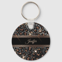Personalisiert Trendy Leopard Black Gold Glitzer