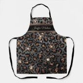 Personalisiert Trendy Leopard Black Gold Glitzer Schürze (Vorderseite)