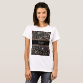 Personalisiert Trendy Leopard Black Gold Glitzer T-Shirt (Vorne ganz)