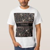 Personalisiert Trendy Leopard Black Gold Glitzer   T-Shirt (Vorderseite)