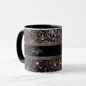 Personalisiert Trendy Leopard Black Gold Glitzer   Tasse (Vorderseite Links)