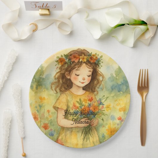 Personalisiert trendy Retro rustikale Aquarellfarb Pappteller (Hochzeit)