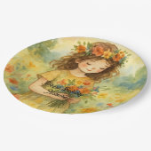 Personalisiert trendy Retro rustikale Aquarellfarb Pappteller (Schrägansicht)
