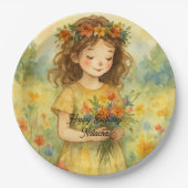 Personalisiert trendy Retro rustikale Aquarellfarb Pappteller (Vorderseite)