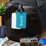 Personalisiert Trendy Script Individuelle Name Coo Gepäckanhänger<br><div class="desc">Personalisieren Sie diese lustige,  trendige Skript-Kalligrafie Gepäckanhänger mit Ihrem Namen! Das ist die aquamarine blaue Version. Ideal für Ihren Sommerurlaub,  Junggeselinnen-Abschiede,  Kindersommer oder Frühlingspause!</div>