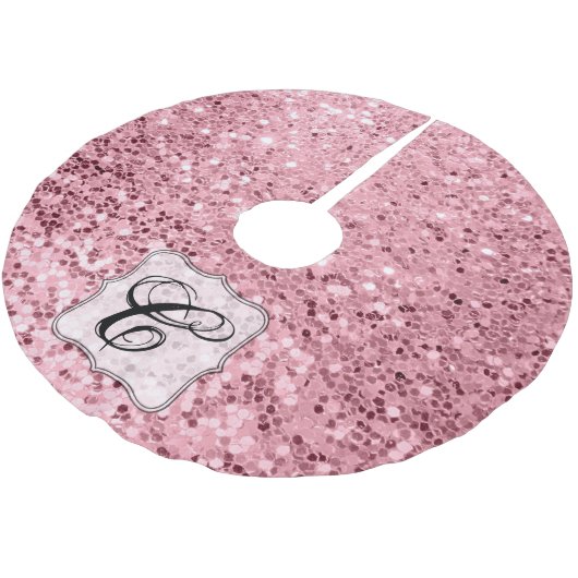 Personalisiert Treppenkleid Rose Gold Glitzer Polyester Weihnachtsbaumdecke (Schrägansicht)