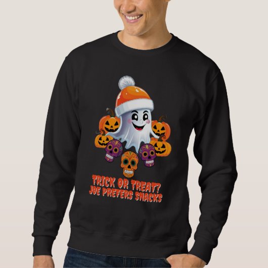 Personalisiert Trick oder Treat Boo Funny Hallowee Sweatshirt (Vorderseite)