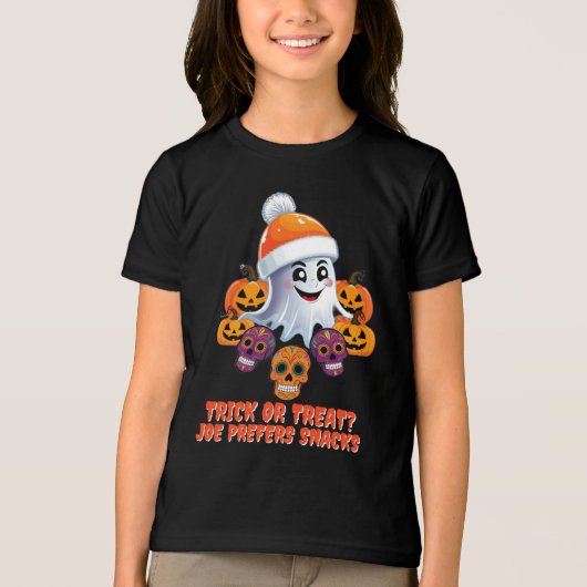 Personalisiert Trick oder Treat Boo Funny Hallowee Tri-Blend Shirt (Vorderseite)