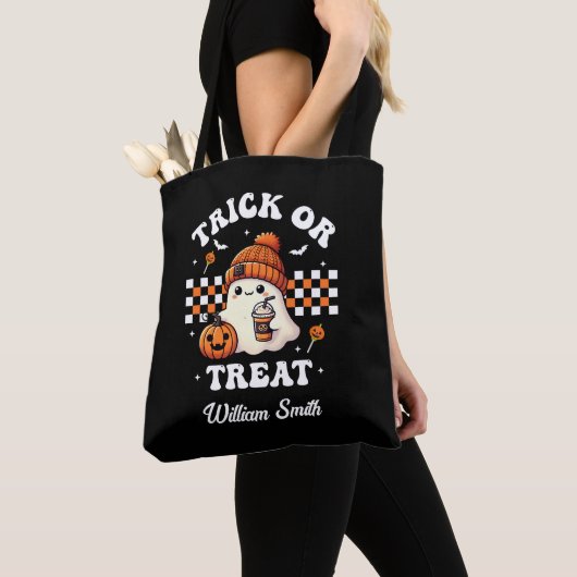 Personalisiert Trick oder Treat Ghost Halloween Tasche (Von Nahem)