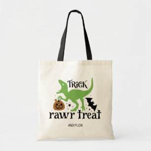 Personalisiert Trick Rawr Leckerei Dinosaur Hallow Tragetasche